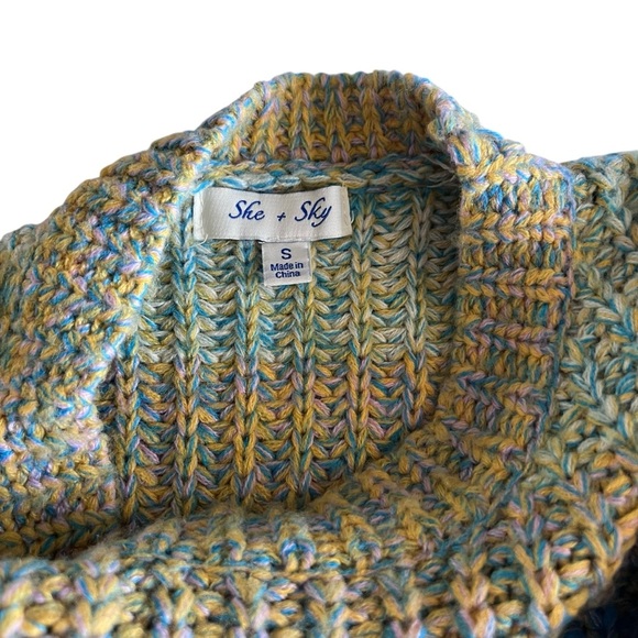 She + Sky Chunky Knit Rainbow Striped Sweater | Size Small - Picture 4 of 6